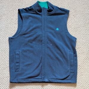 Brooks Brothers Men's Navy Sleeveless Fleece Vest with Teal Logo